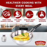 DesiDine Triply Stainless Steel Insulated Cool Grip Frypan